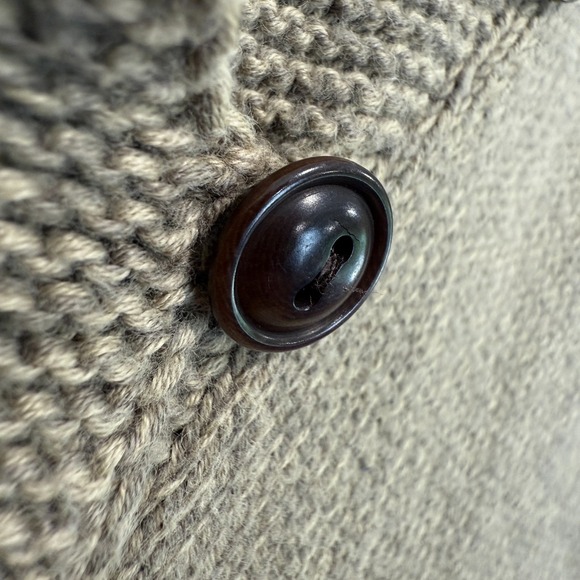 Lauren Ralph Lauren Shawl Henley Cardigan Sweater Womens Large Tan‎ Knit Crochet - Picture 3 of 12